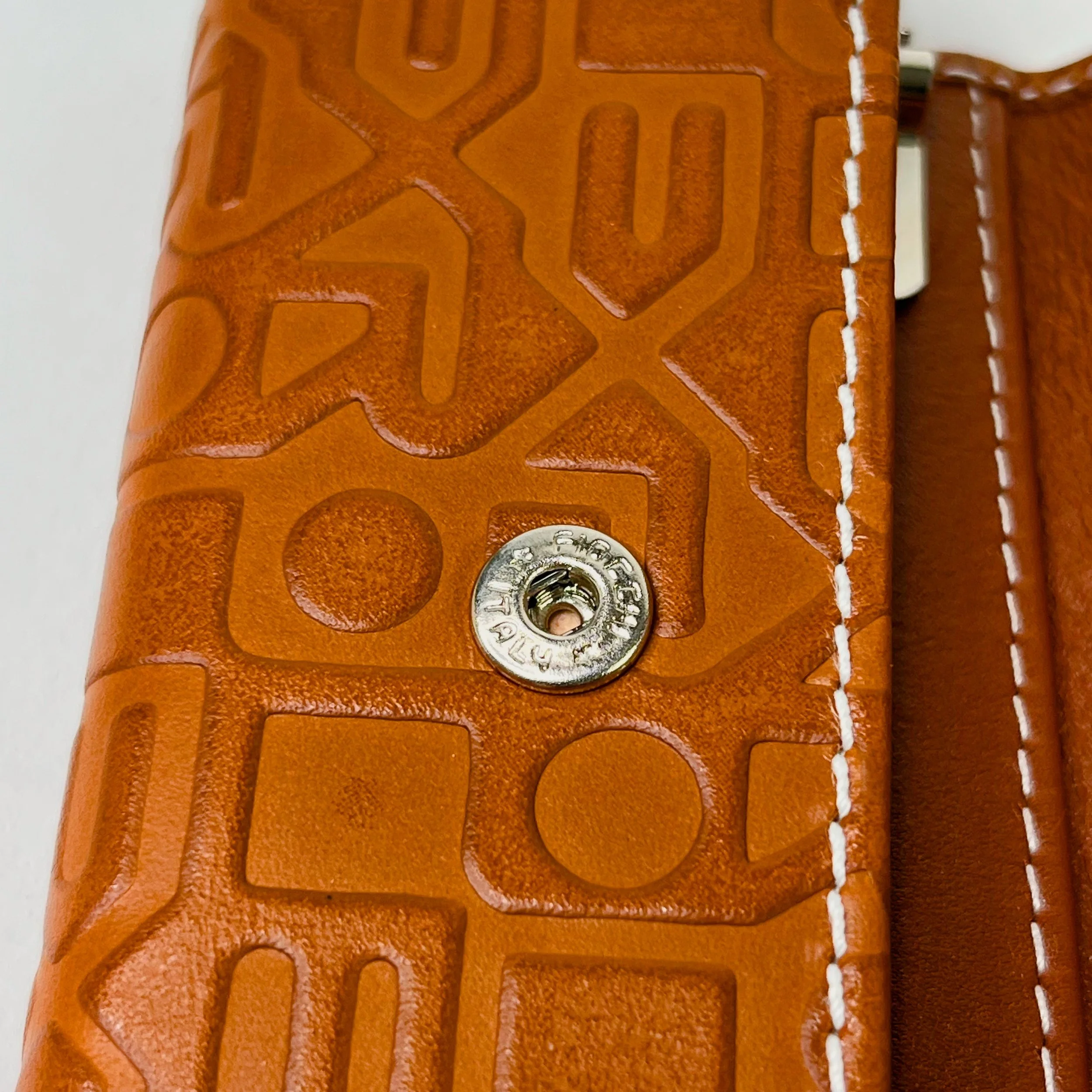 Rolex Brown Embossed Leather Key Holder with Crown Motif & Snap
